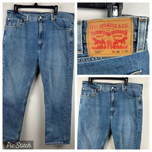 Levis 505 Blue Jeans Men's 38x30  Regular Fit Straight Leg